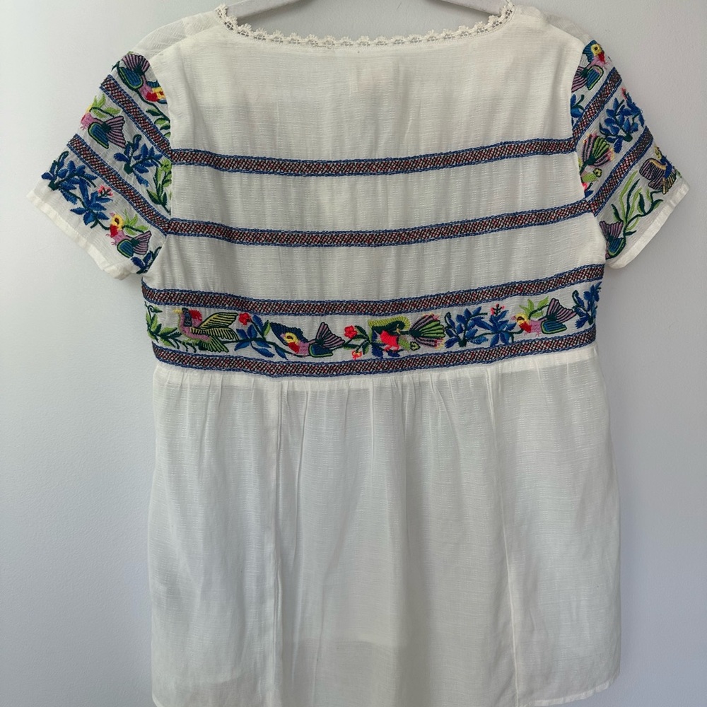 Vanessa Virginia Moineau Bouquet Embroidered Top/ Ivory Anthropologie - Picture 7 of 9